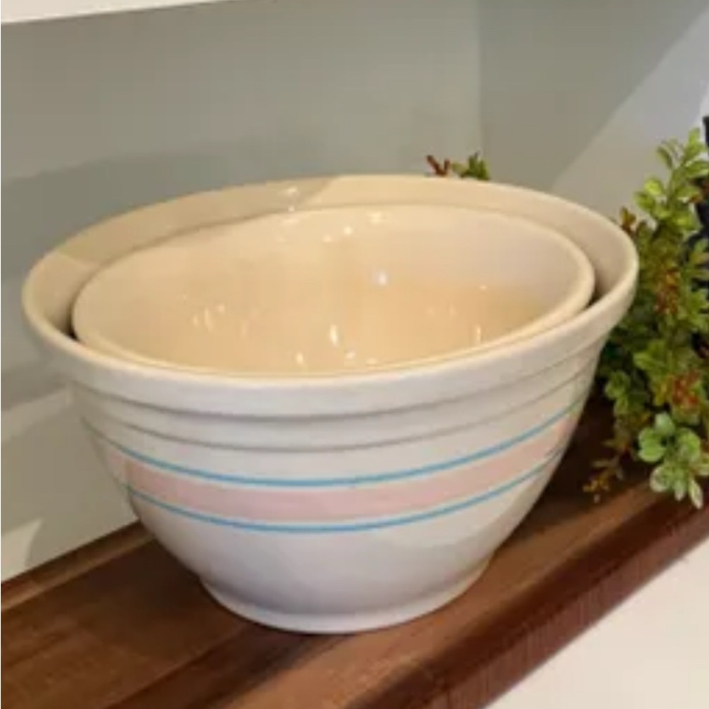 Striped Ceramic Mixing Bowls